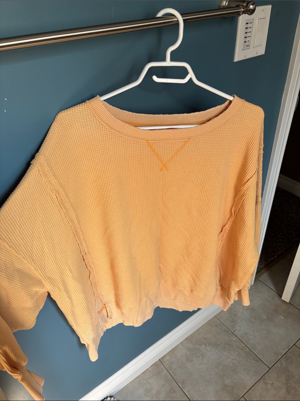 American Eagle Outfitters Peach Waffle-Knit Top